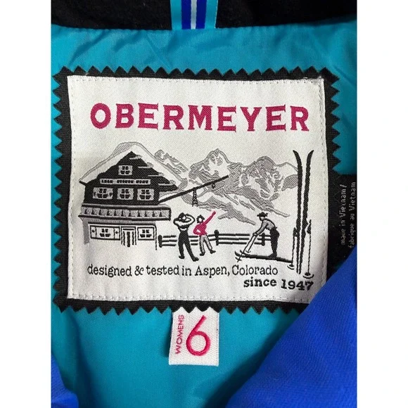 Obermeyer Womens Blue Down Insulated Ski Jacket Hooded Winter Coat Size 6 - Picture 5 of 17